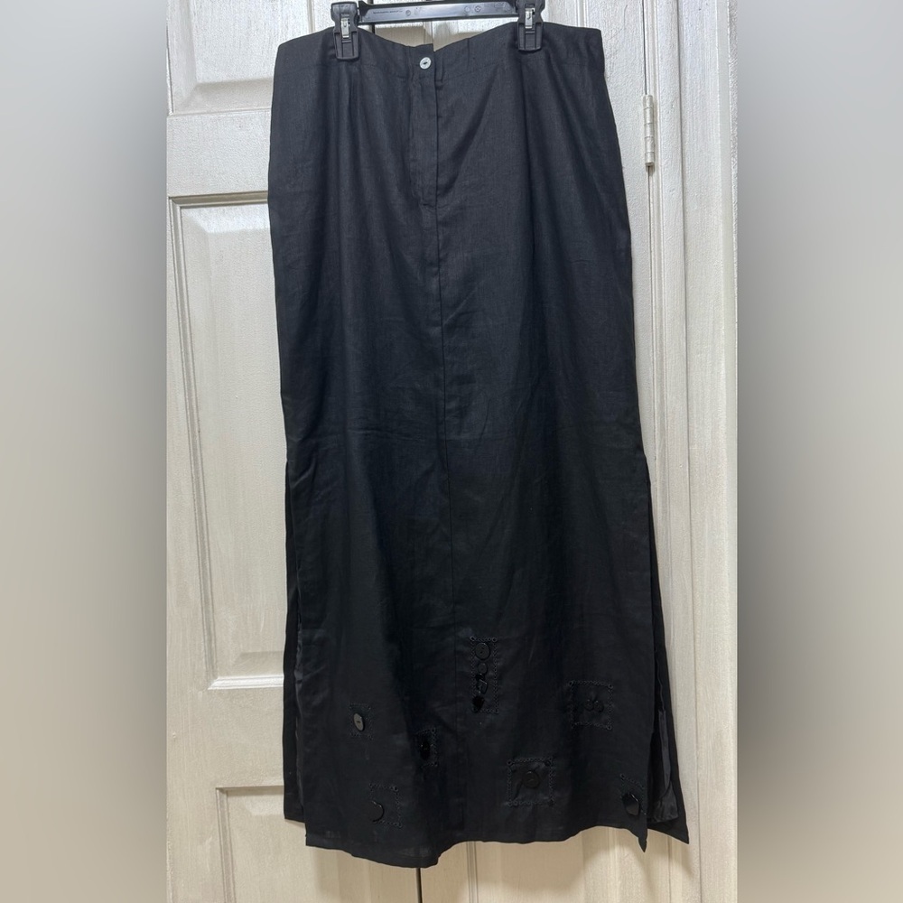 Edward 100% Irish Lined Black Lined Maxi Skirt Slits